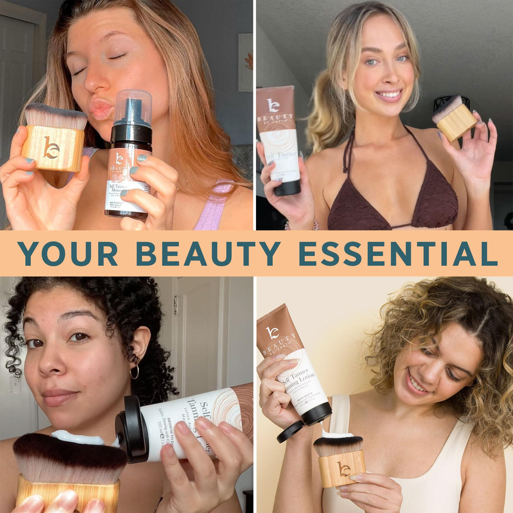 Beauty by Earth Ultra Soft Self Tanner Brush features soft vegan bristles for seamless blending.