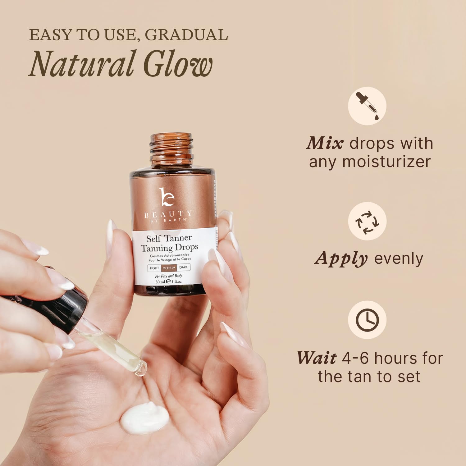 Beauty by Earth USA-made formula emphasizes toxin-free self-tanning.