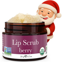 Beauty by Earth USDA Organic Lip Scrub Berry jar showing rich texture for smoother lips.