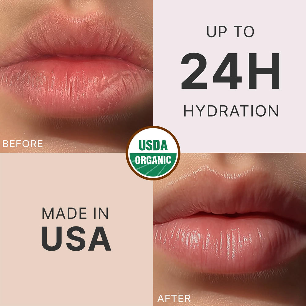 Beauty by Earth vanilla lip balm close-up showing creamy texture for dry lips.