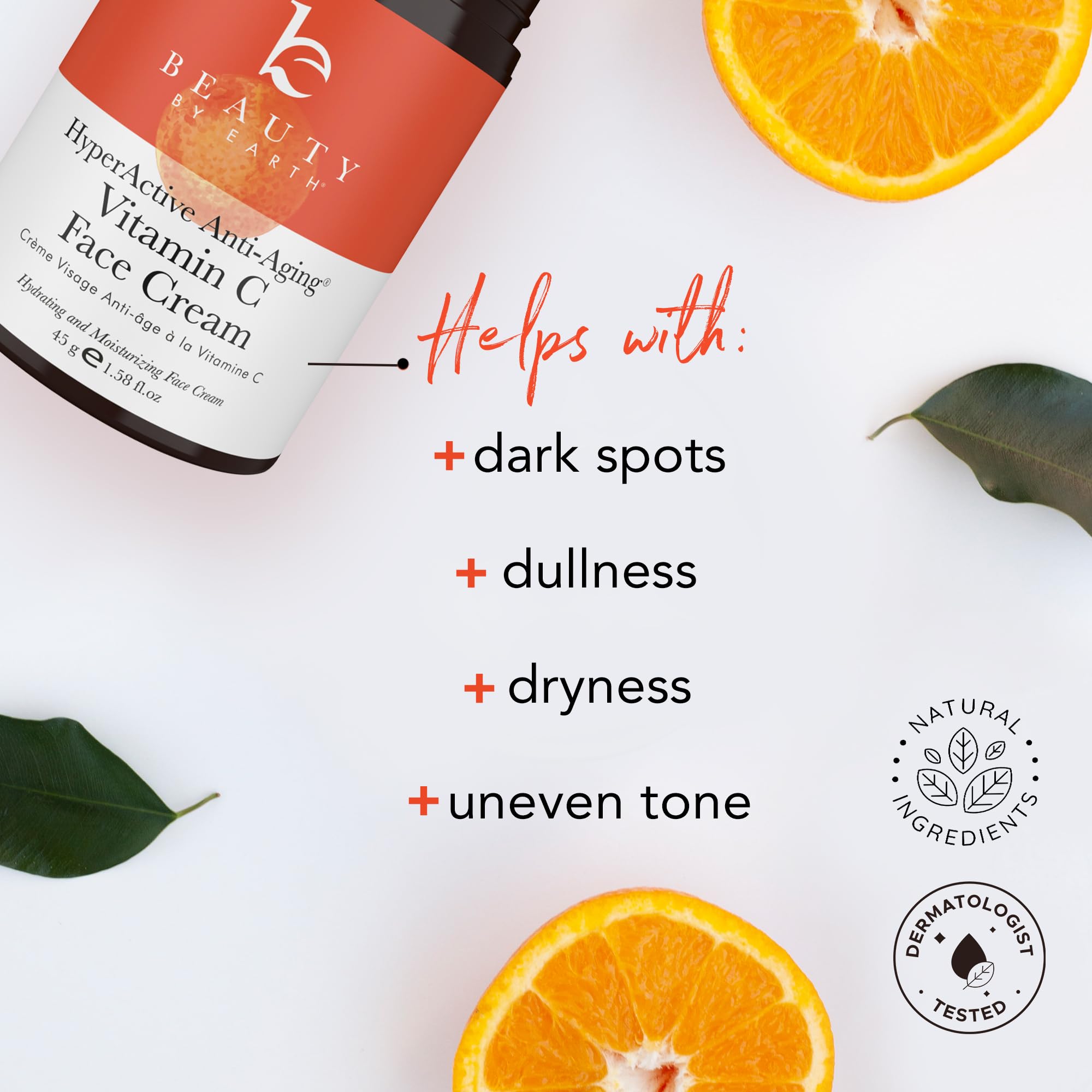 Beauty by Earth Vitamin C Face Cream application on hand demonstrates quick absorption.