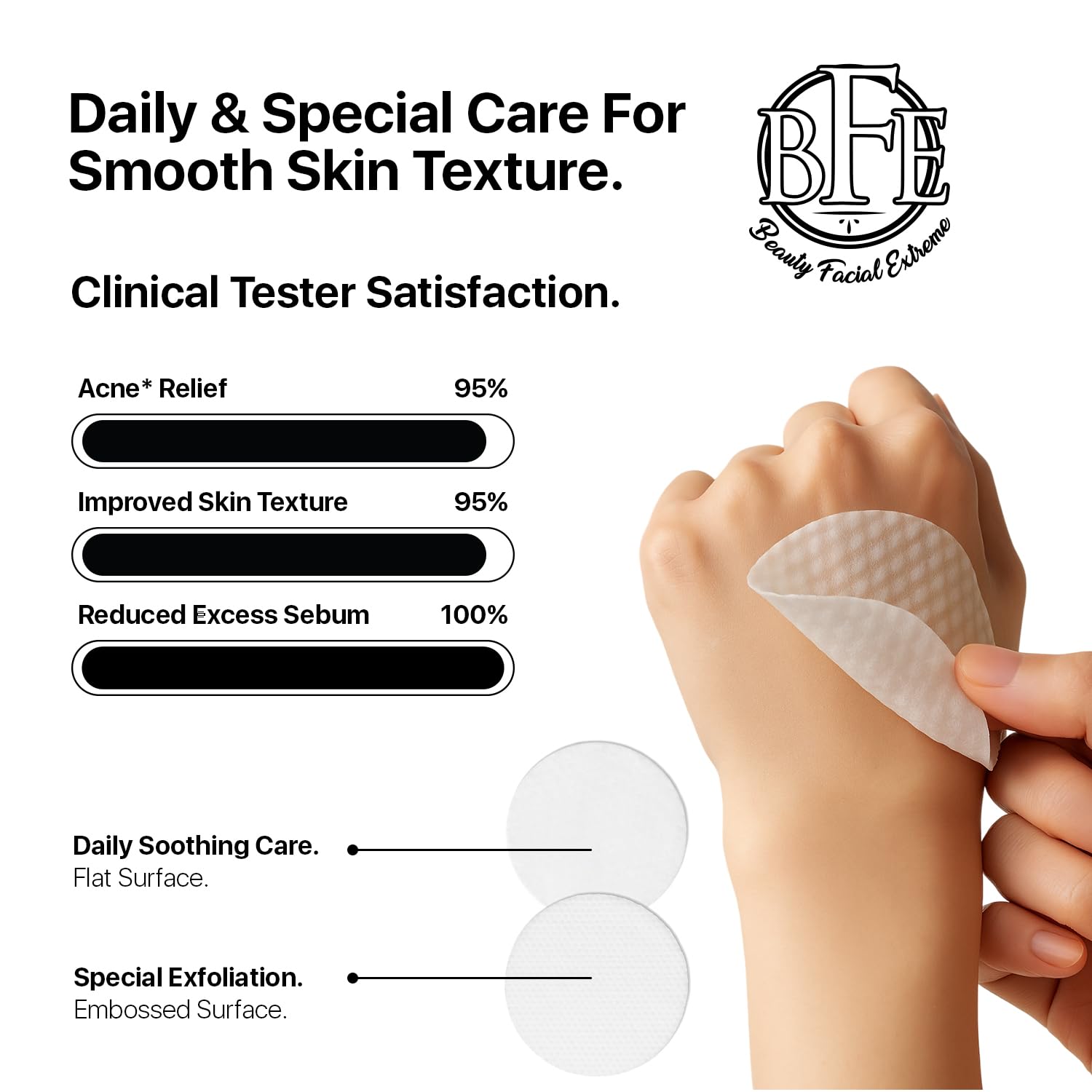 Beauty Facial Extreme acne pads application swipe demonstrating quick care before bed.