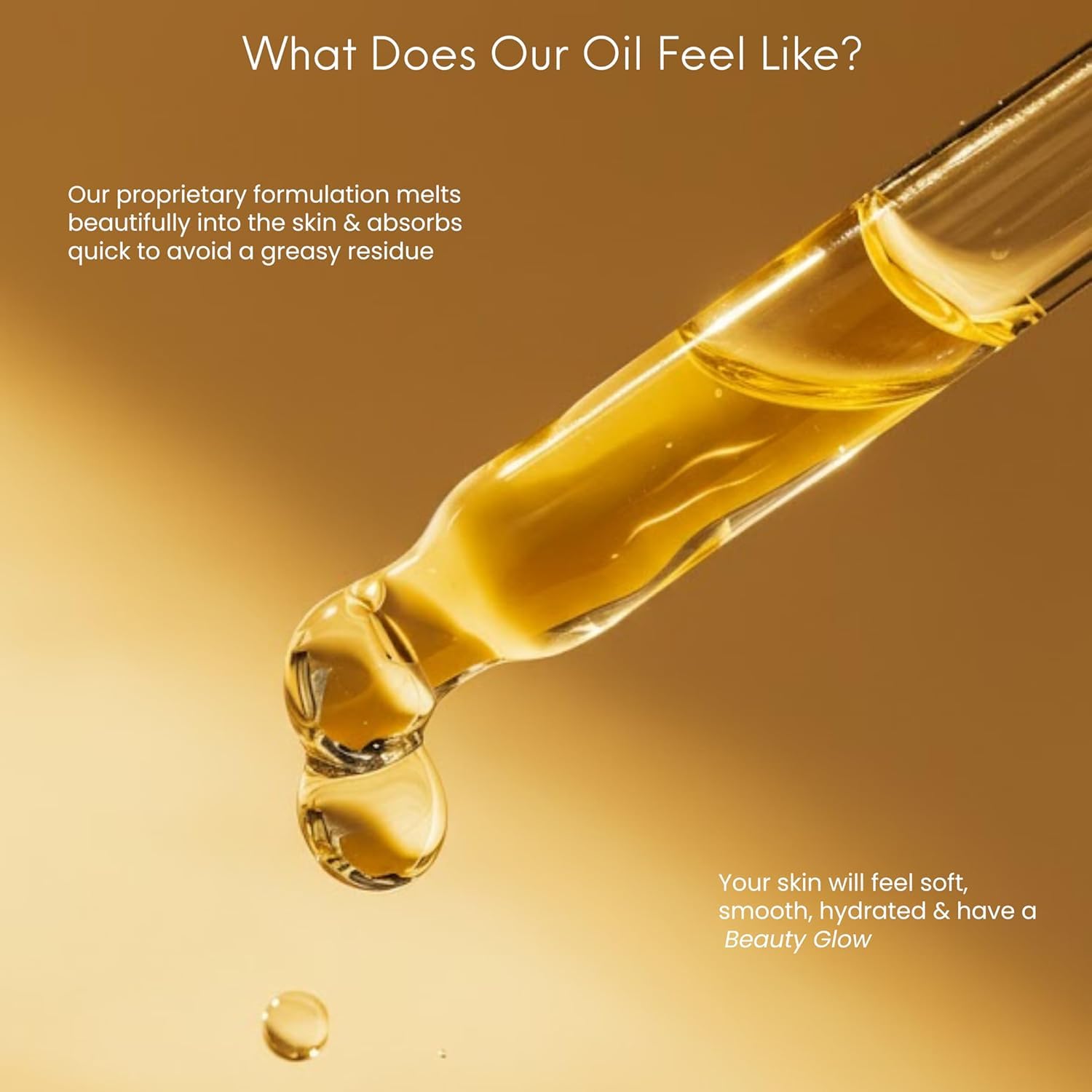 Beauty Glow castor oil pump highlights vitamin E care for dewy complexion.