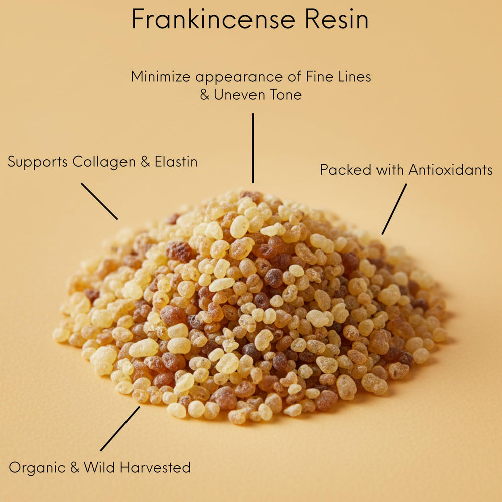 Beauty Glow close-up of castor and rosehip oils with frankincense resin infusion