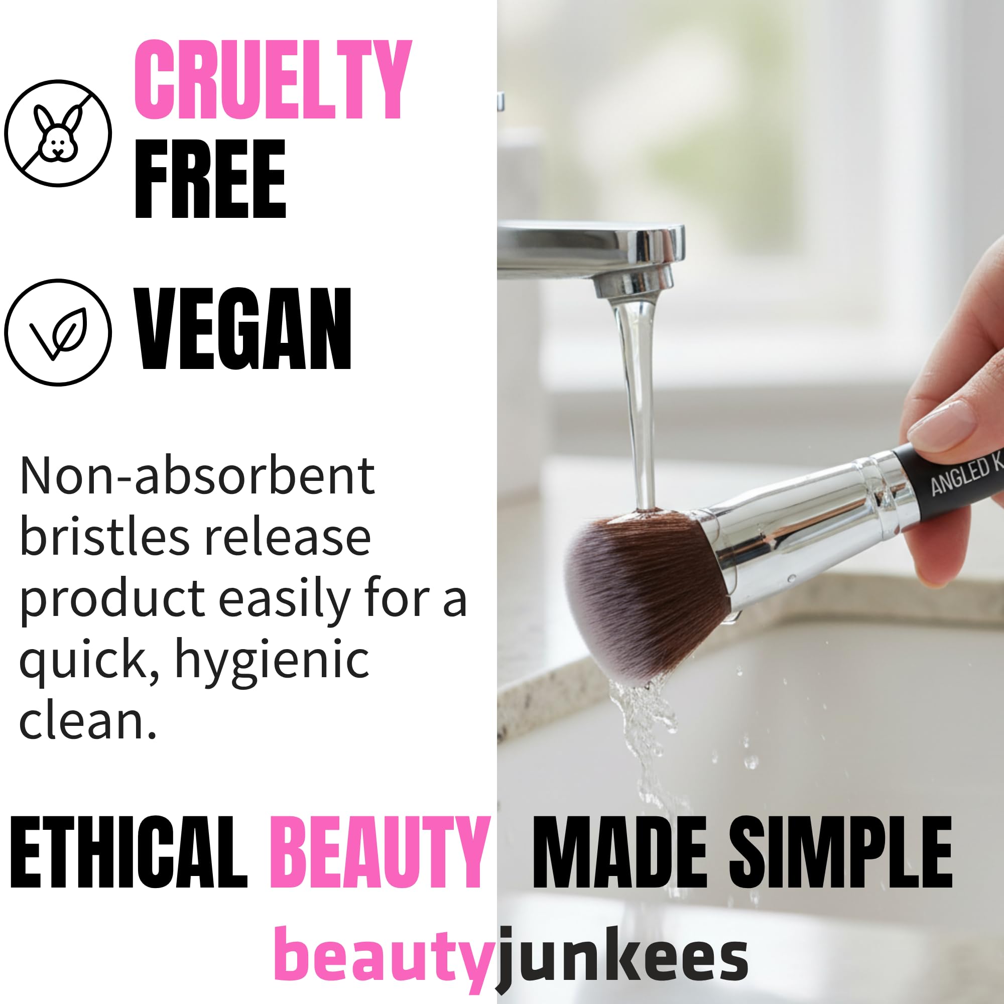 Beauty Junkees angled brush great with powder formulas for seamless finish