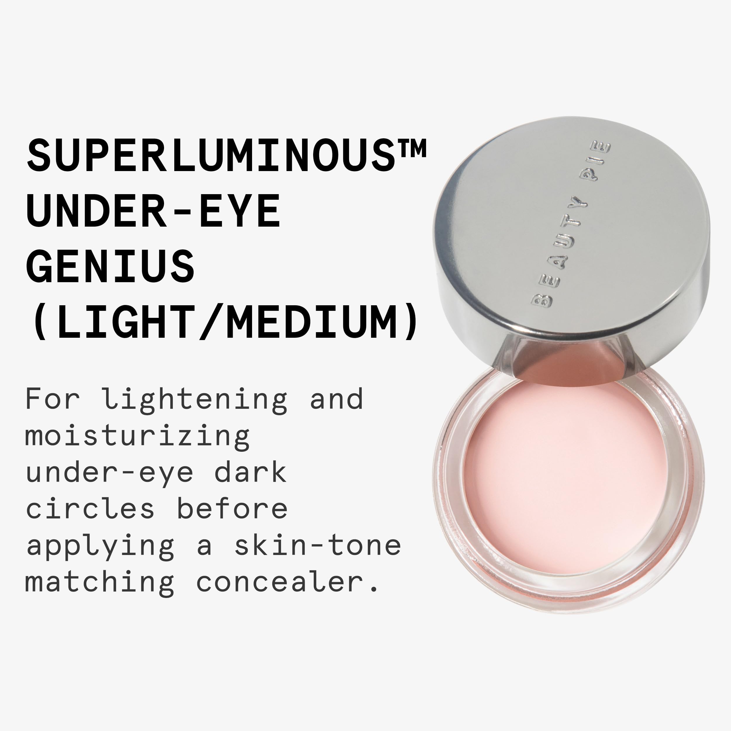 Beauty Pie Superluminous Under-Eye Genius Corrector light/medium swatch reveals peach-toned brightening