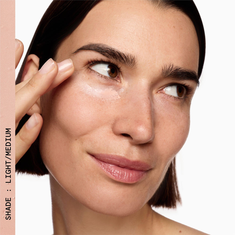 Beauty Pie under-eye genius corrector before and after light application