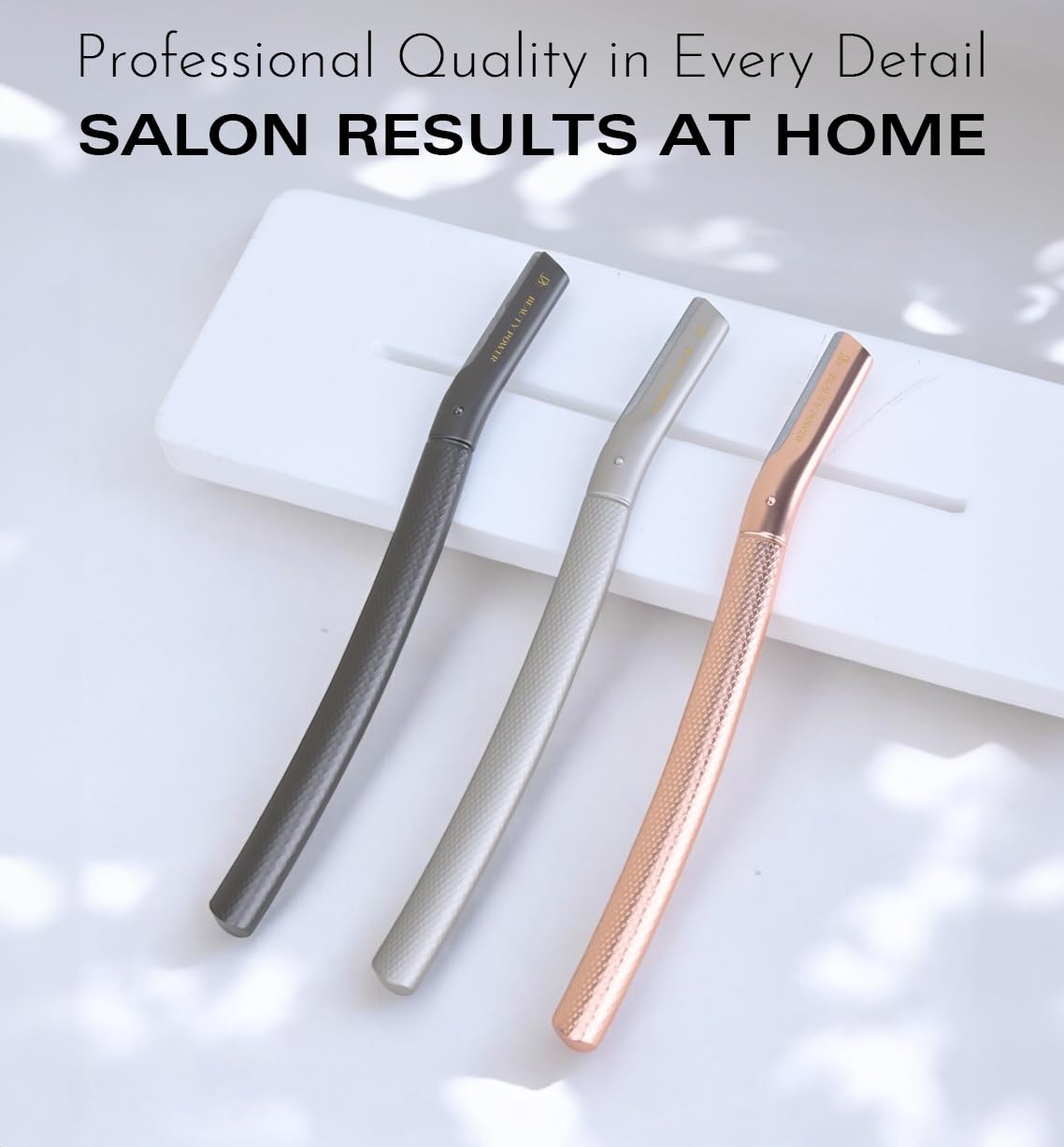 Beauty Power ergonomic handle offers comfortable grip during precise trimming.