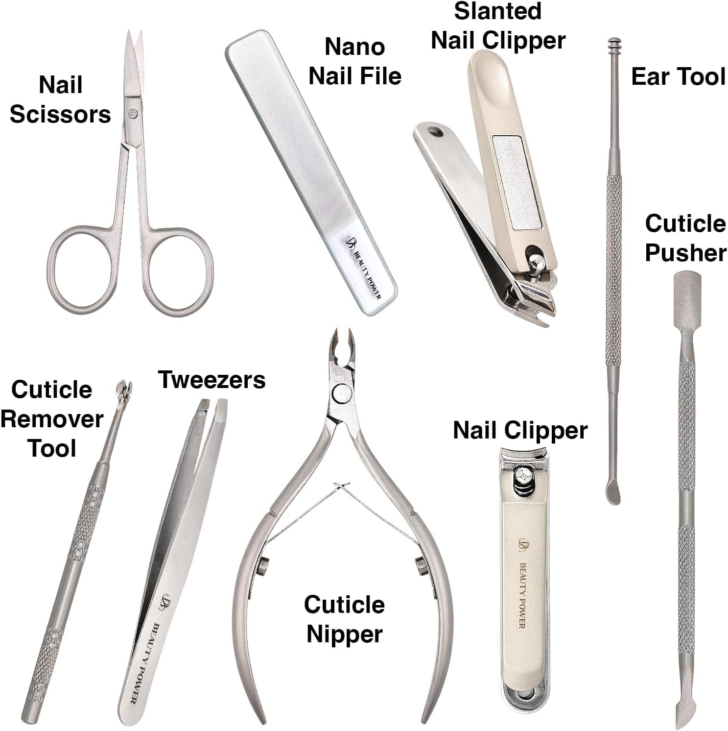 Beauty Power nail scissors and tweezers deliver clean cuts.