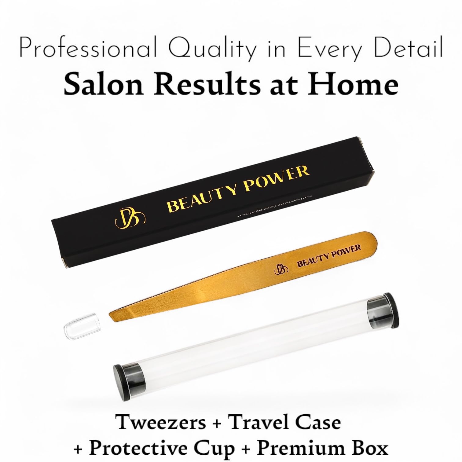 Beauty Power Travel-Friendly Tweezers ready for on-the-go precision grooming.