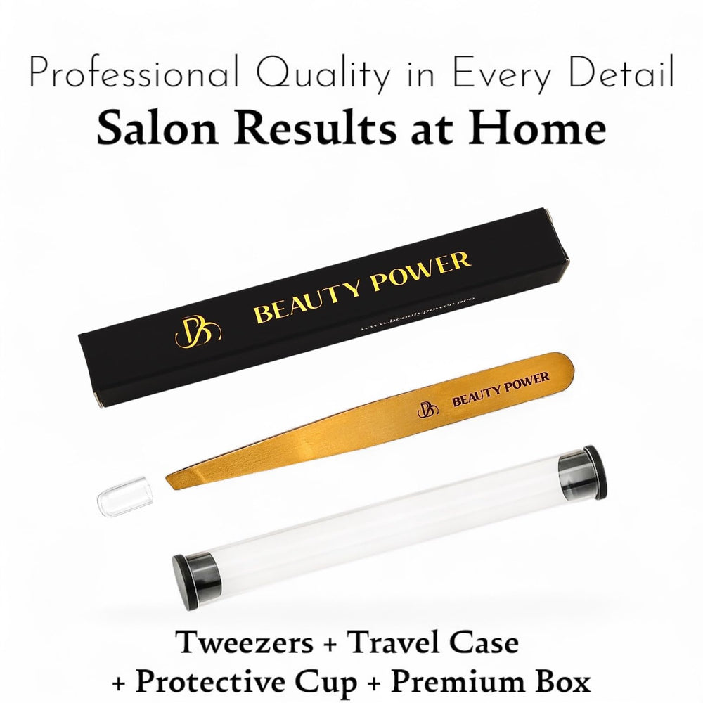 Beauty Power Travel-Friendly Tweezers ready for on-the-go precision grooming.