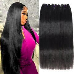 Beauty Queen 3 Bundles straight Brazilian weave closeup shows premium weft and natural shine.