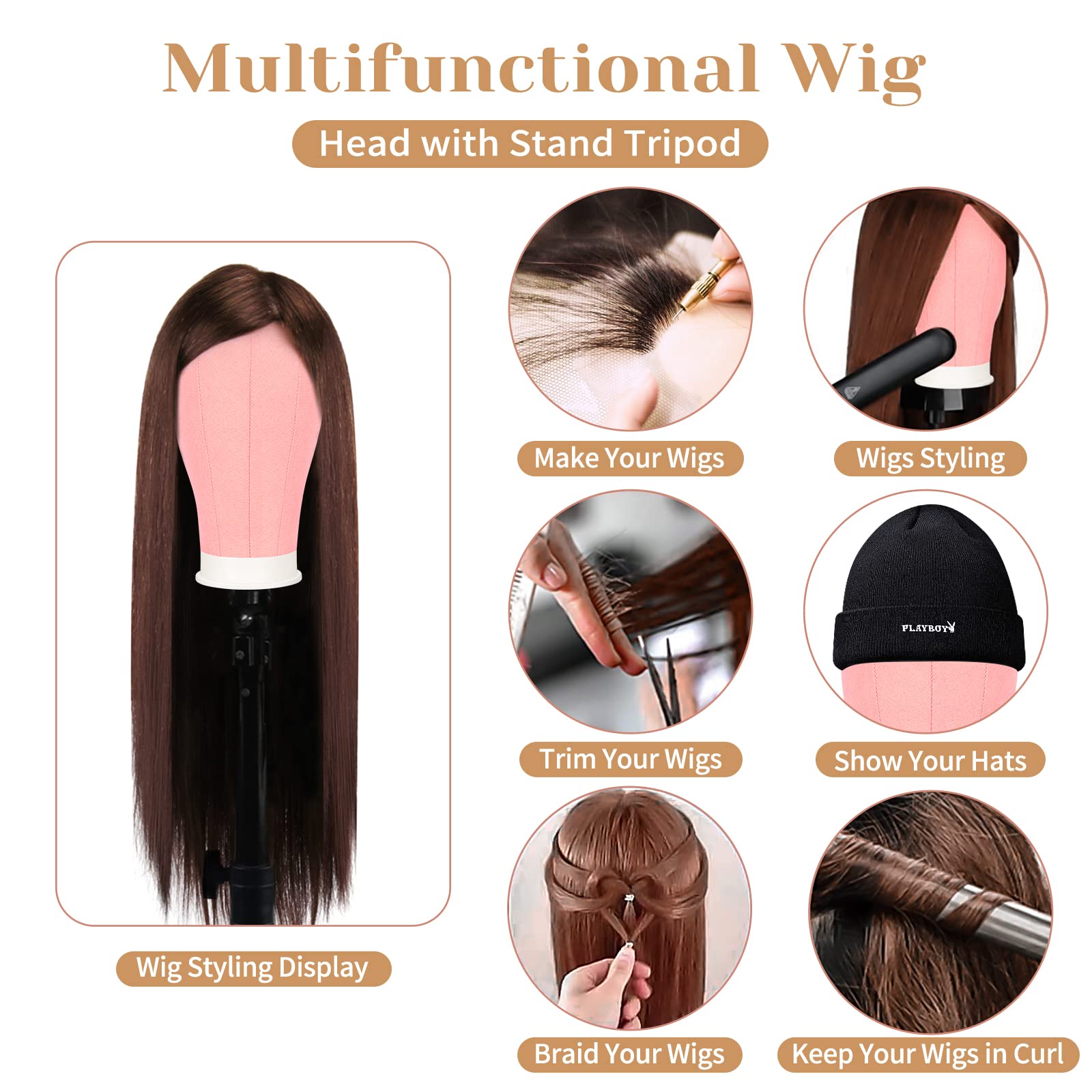 Beauty Star canvas-outside foam-inside wig head for reliable padding.