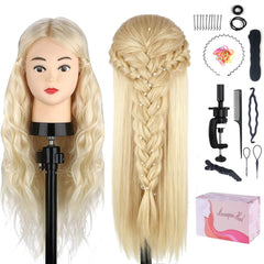 Beauty Star mannequin head with 80% real hair for authentic styling practice.