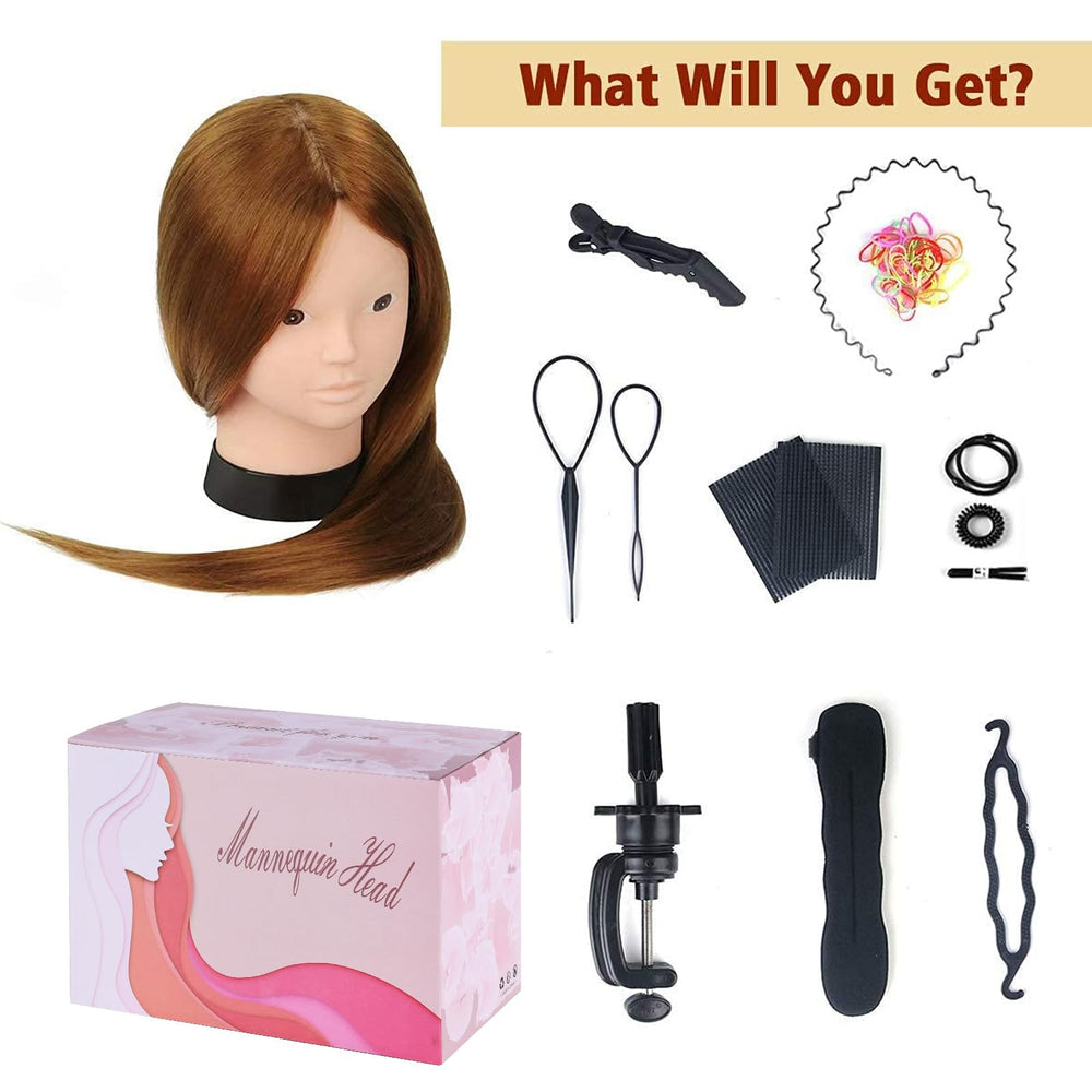 Beauty Star mannequin head adornment display for finished looks and accessories.