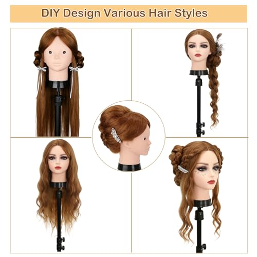 Beauty Star mannequin head with clamp stand offers stable practice sessions.