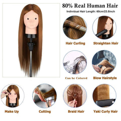 Beauty Star mannequin head full-length hair 23.5 inches for varied hairstyles.