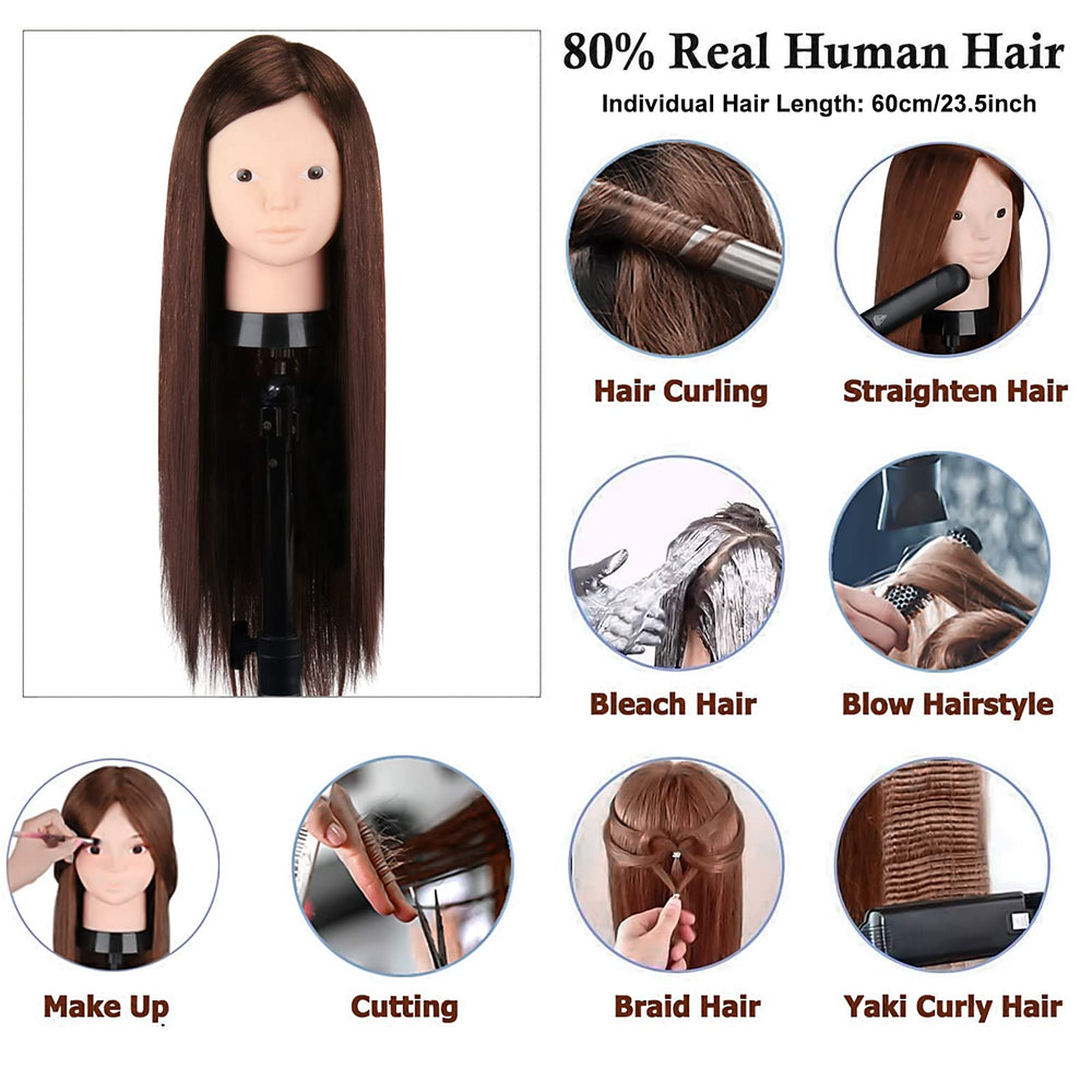 Beauty Star mannequin head practicing hair styling for at home braiding tutorials.