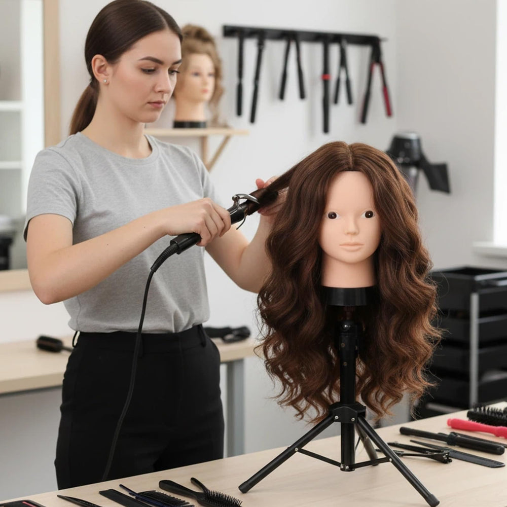Beauty Star mannequin head for washing and conditioning demonstrations.