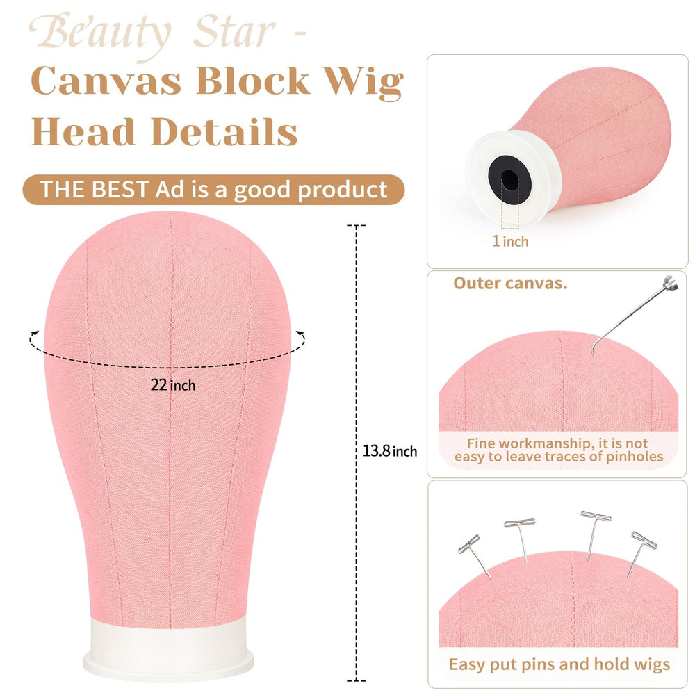 Beauty Star wig head kit with canvas foam inside supports professional wig work.