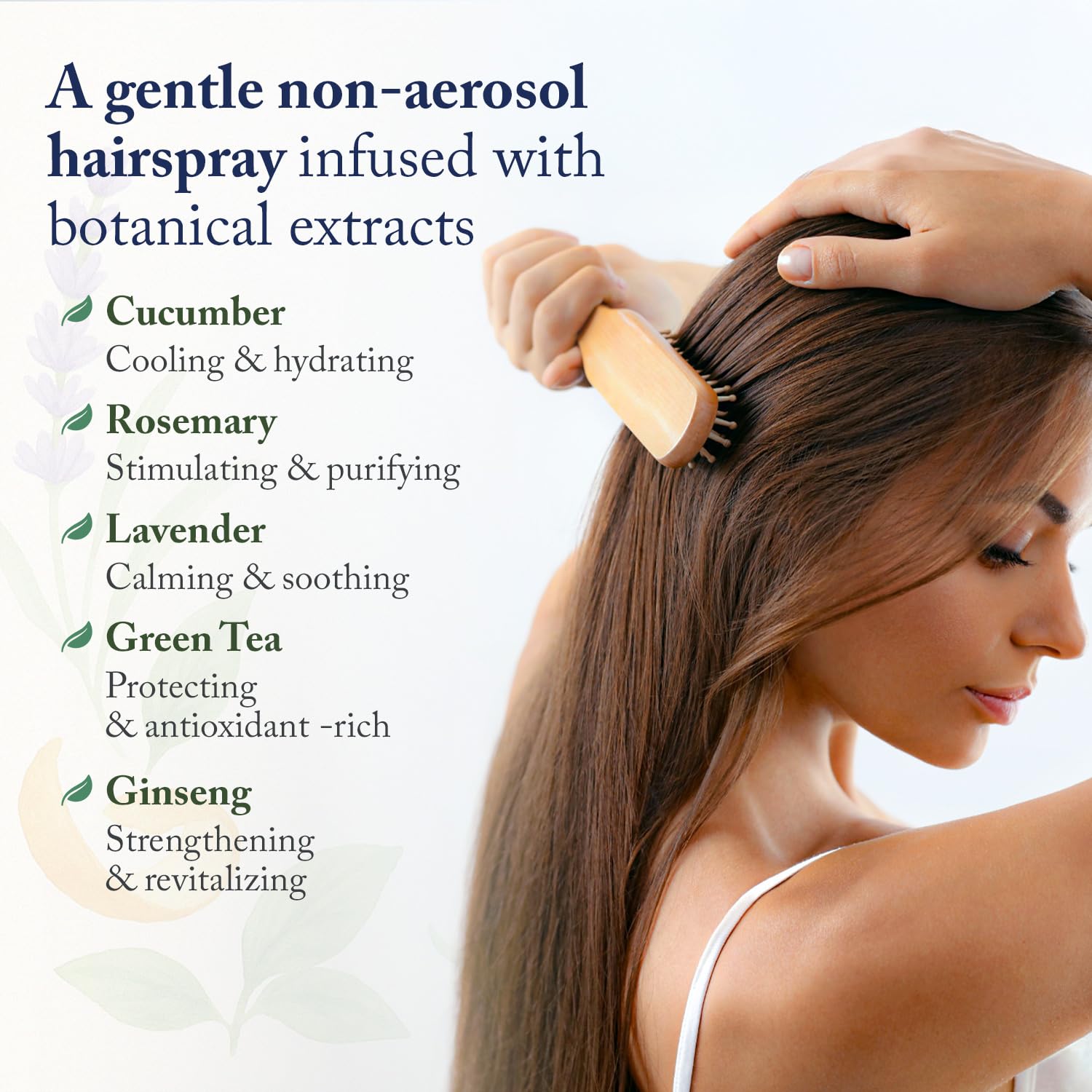 Beauty Without Cruelty Natural Hold being sprayed for smooth, touchable hair.