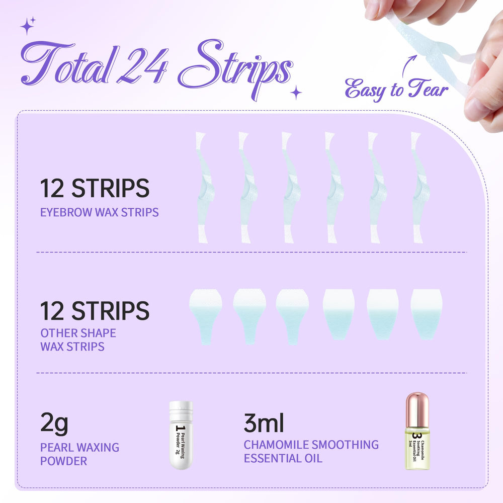Beauty7 lavender-infused eyebrow wax strips ready for gentle brow shaping