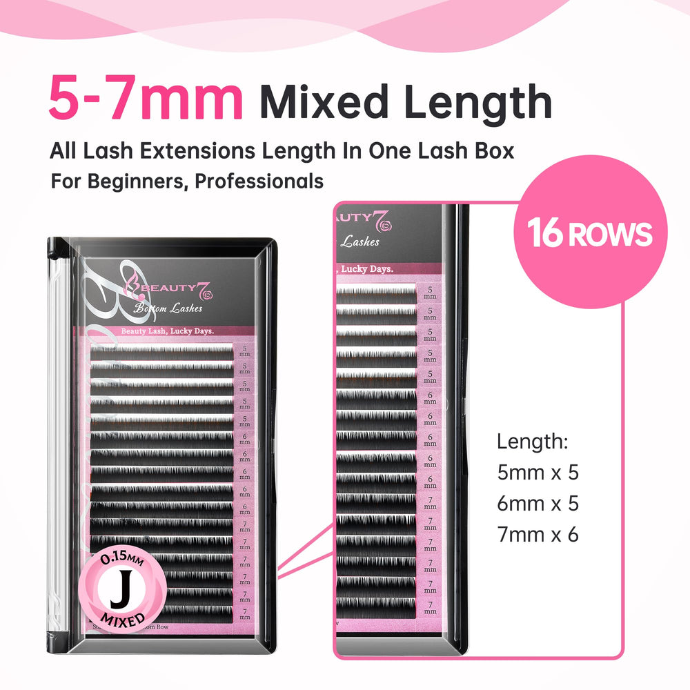Beauty7 lower-eye lashes tray shows mixed lengths for natural-looking extensions and quick fittings