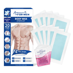 Beauty7 Men Wax Strips packaging closeup highlighting convenient at-home waxing