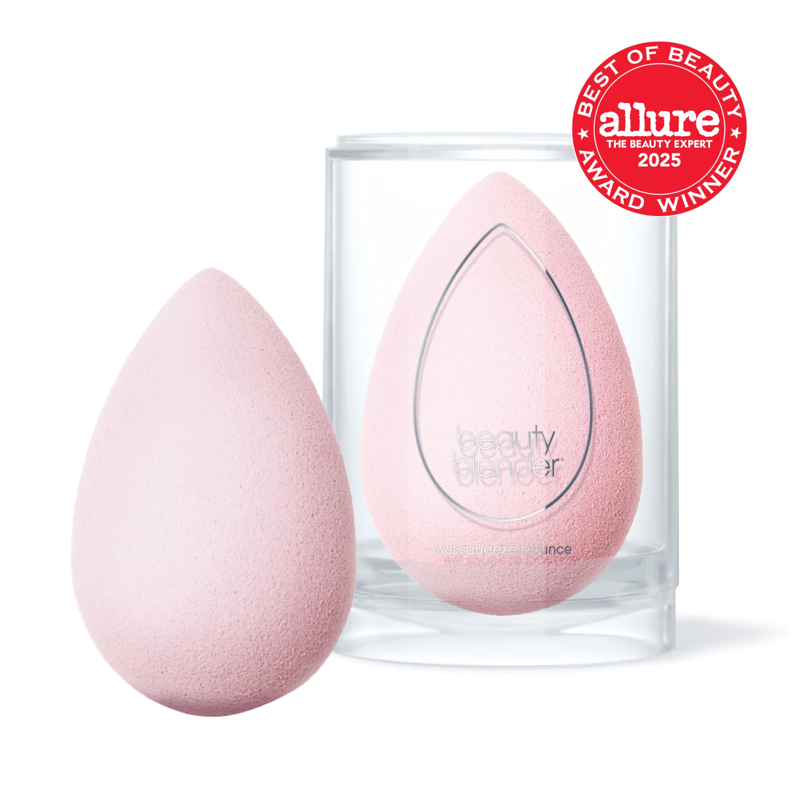 Beautyblender Bubble Blender Foundation Application highlights quick, even coverage with a rounded surface.