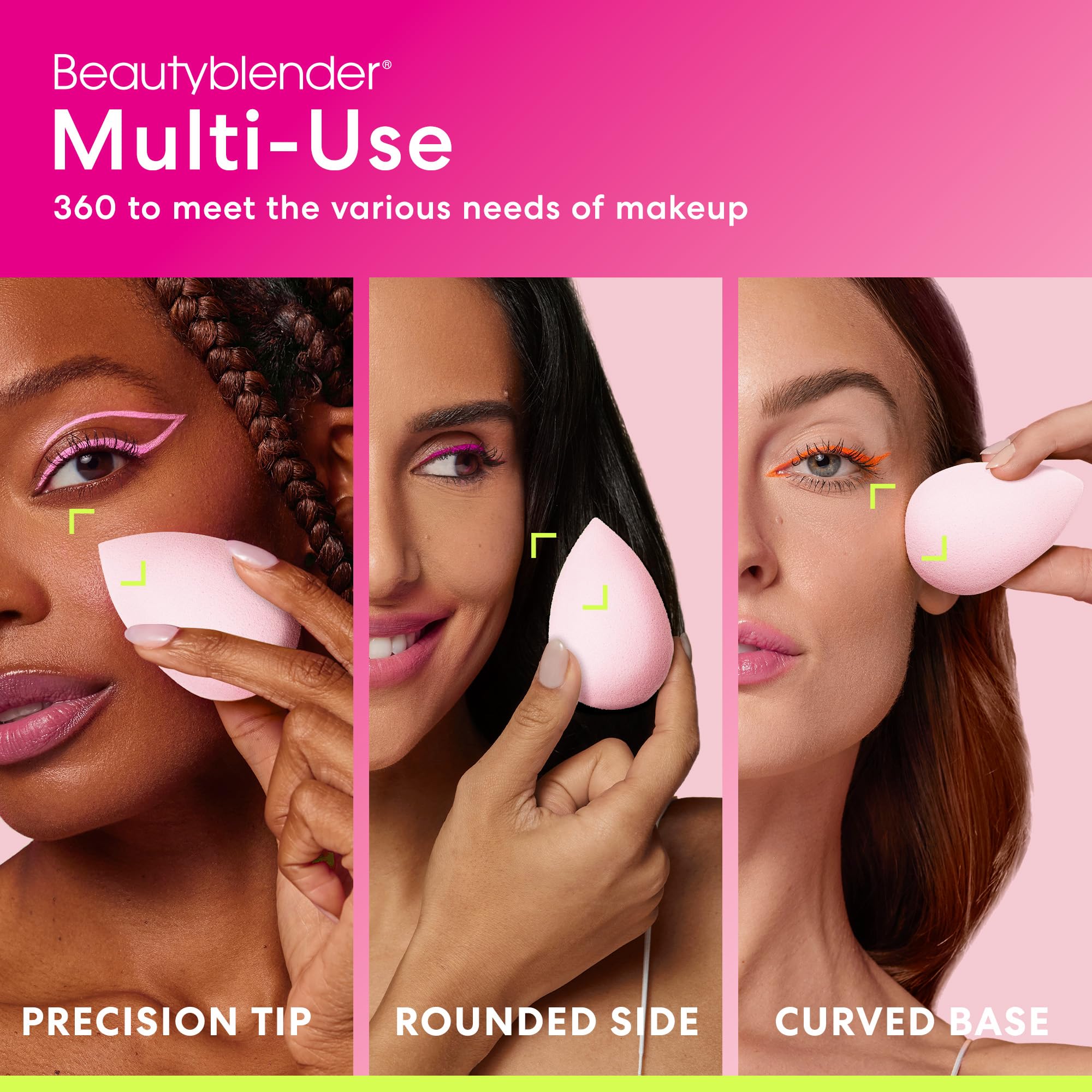 Beautyblender Bubble Blender Precision Tip enables targeted concealing for crisp edges.