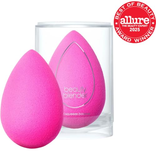 Beautyblender Original Pink sponge in action for quick foundation application and flawless finish.