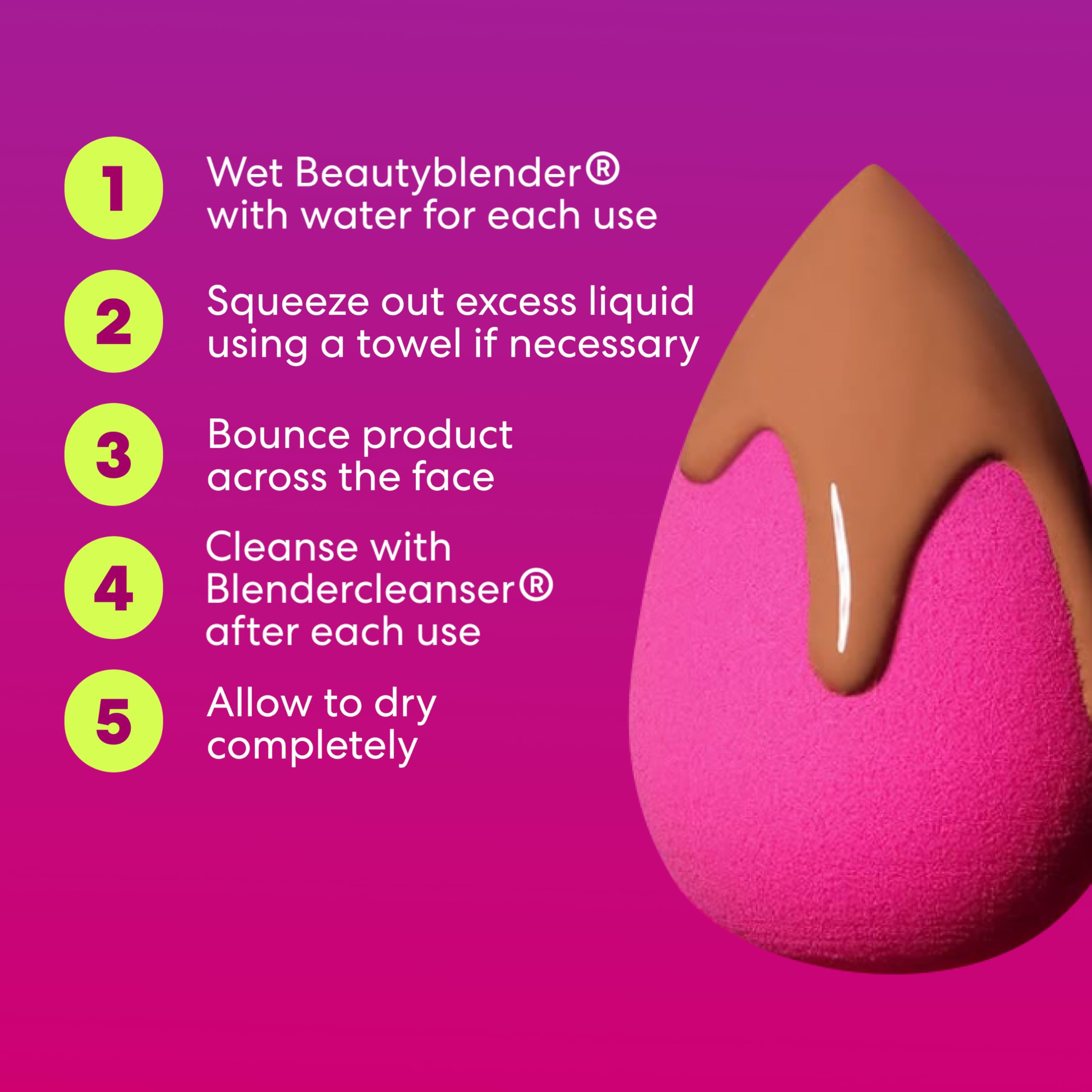 Beautyblender Original Pink sponge may shed dye initially; rinsing helps prevent color transfer.