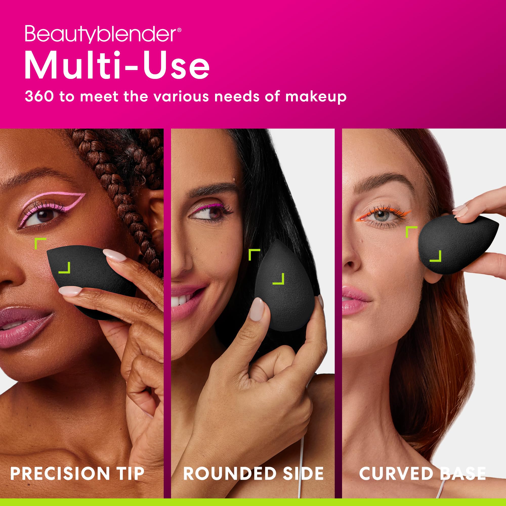 Beautyblender Pro contoured tip offers precise concealer and highlighter placement.