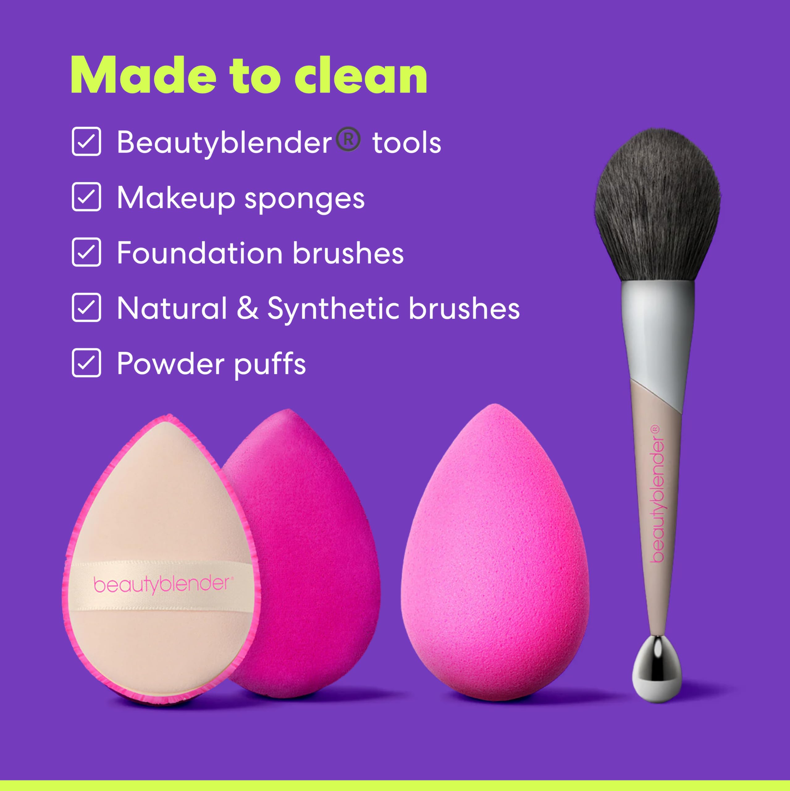 Beautyblender Blendercleanser Solid Lavender travel packaging for on-the-go cleansing.