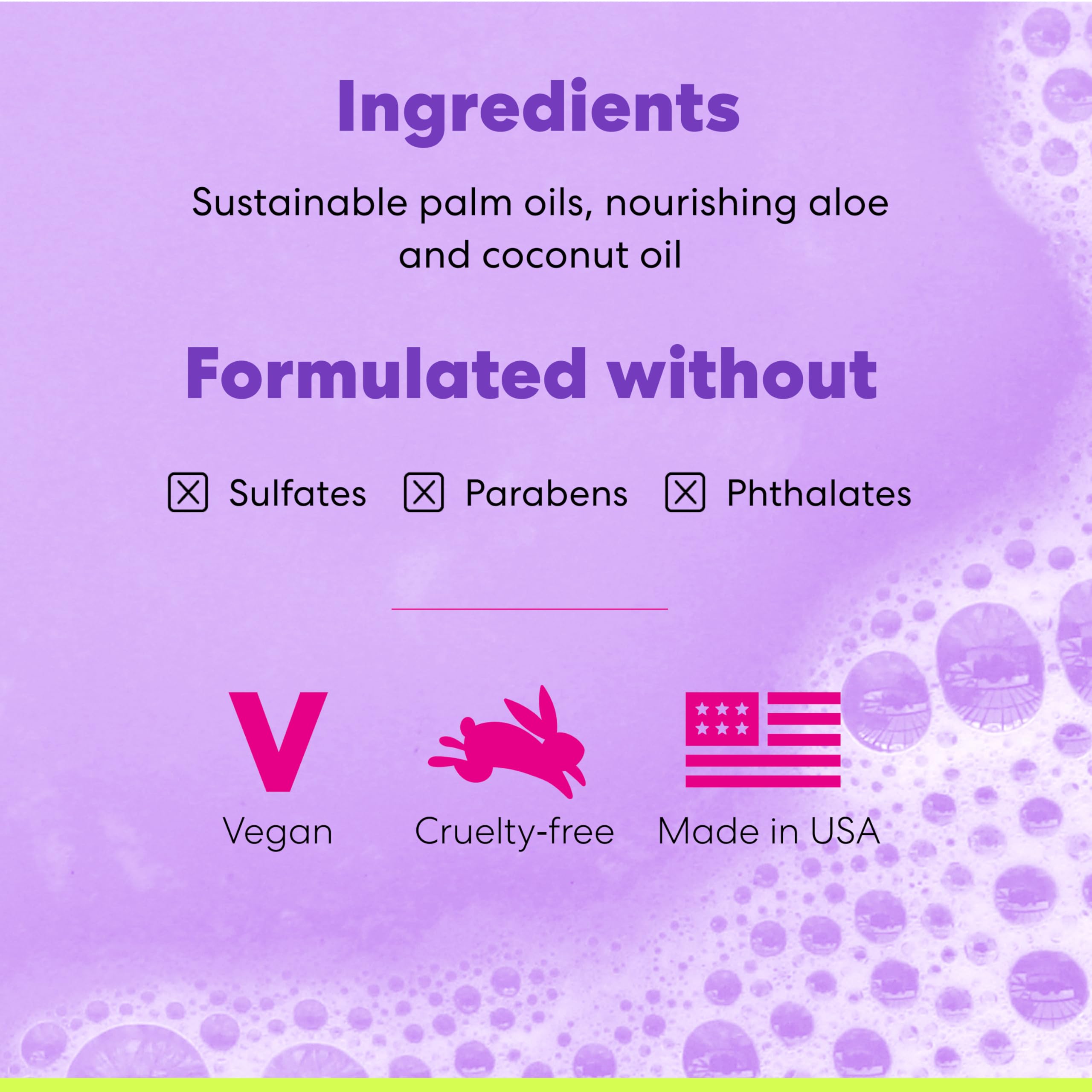 Beautyblender Blendercleanser Solid Lavender ingredients label highlights vegan, sustainable formula.