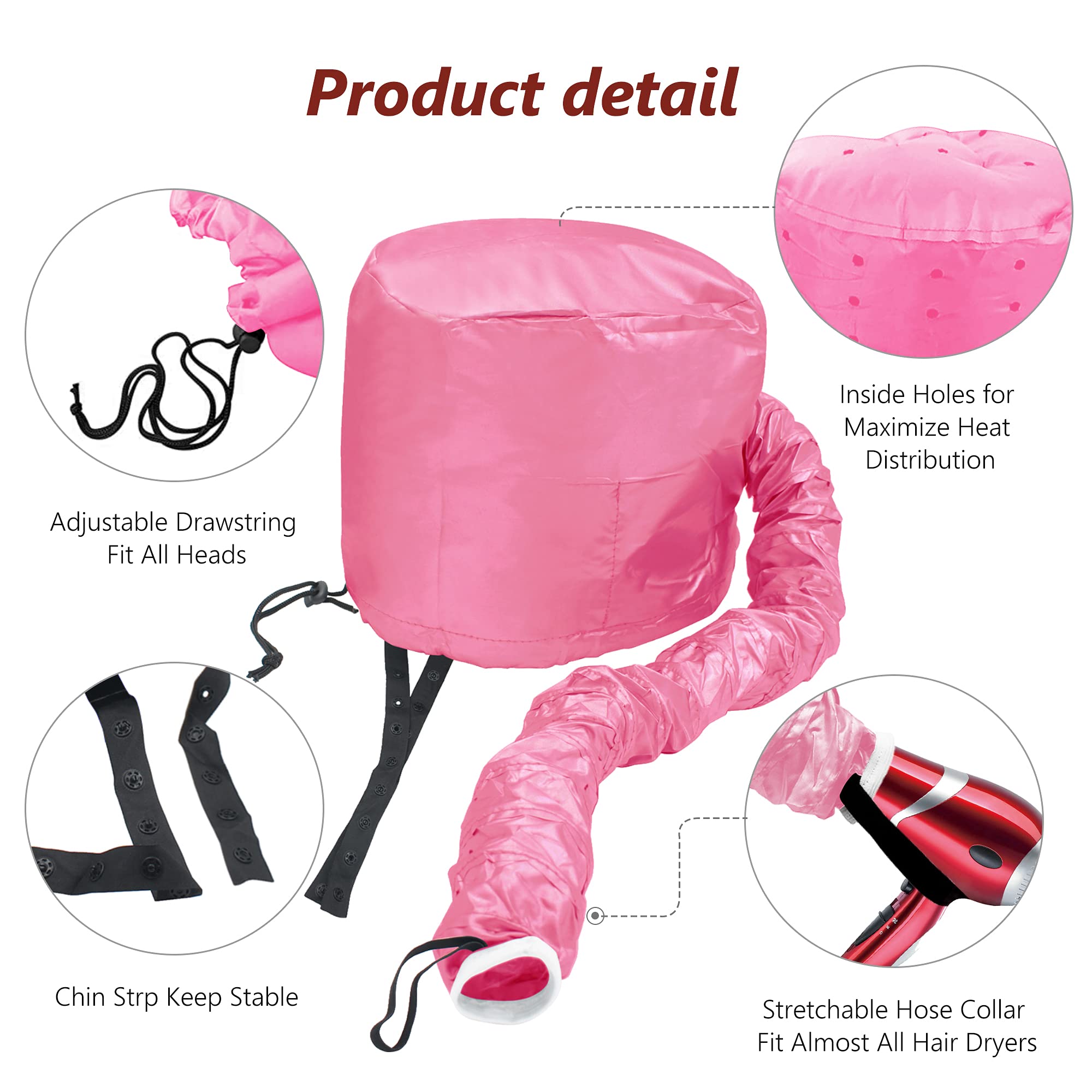Beautyours adjustable chin strap keeps the bonnet secure during heat styling sessions