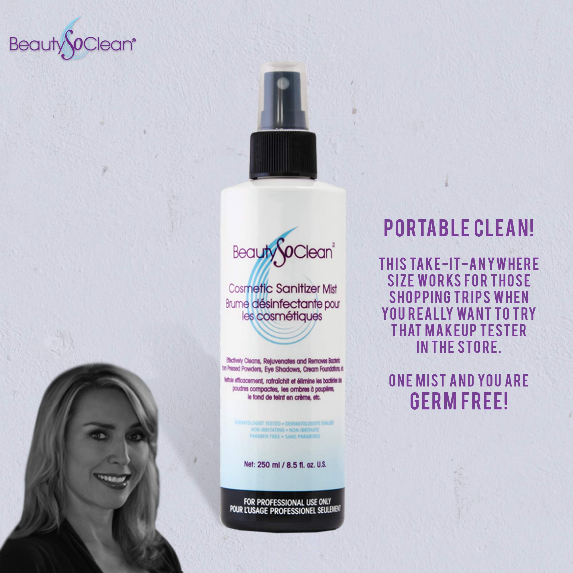 Beautysoclean Cosmetic Sanitizer Mist travel-size bottle for portable makeup hygiene