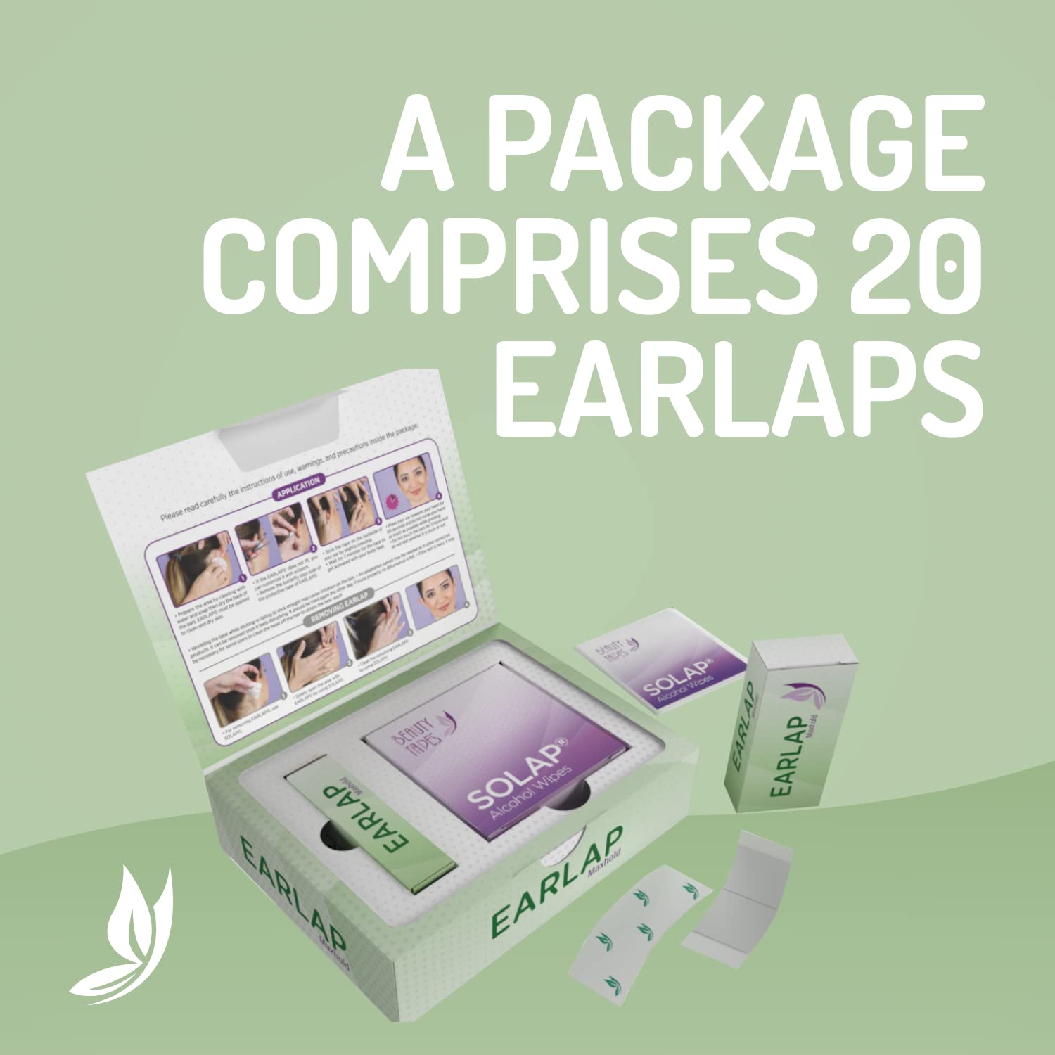 Beauty Tapes Earlap MaxHold on-ear closeup reveals an invisible, lightweight design for daily wear.