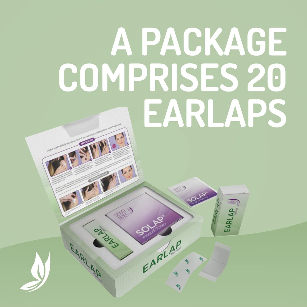 Beauty Tapes Earlap MaxHold on-ear closeup reveals an invisible, lightweight design for daily wear.