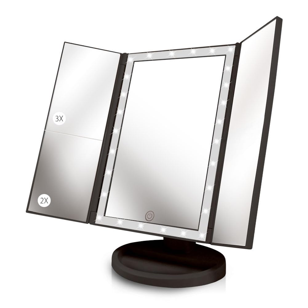 Beautyworks backlit makeup mirror with 36 LED lights for crisp natural illumination