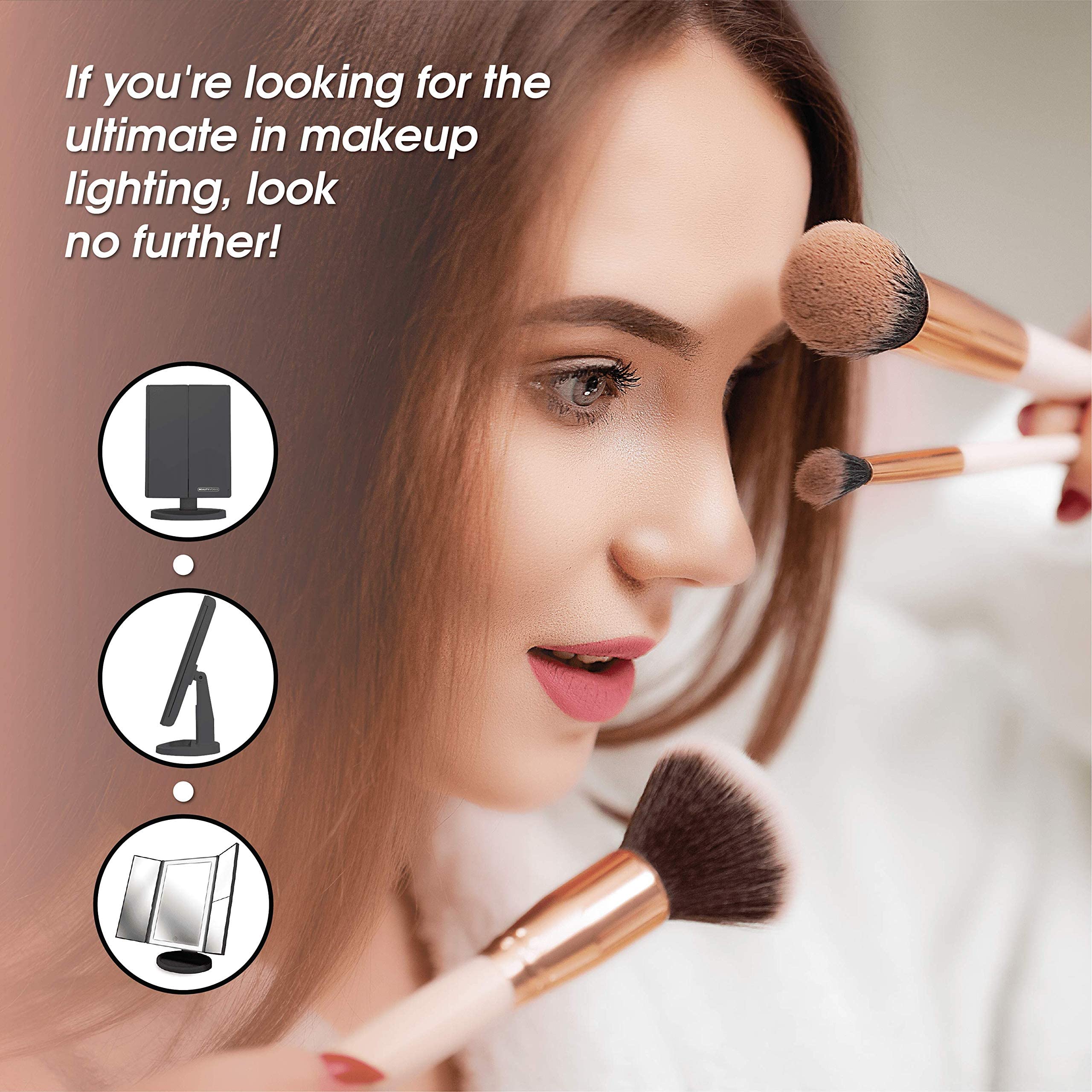 Beautyworks gift-ready vanity mirror with lights and magnification option