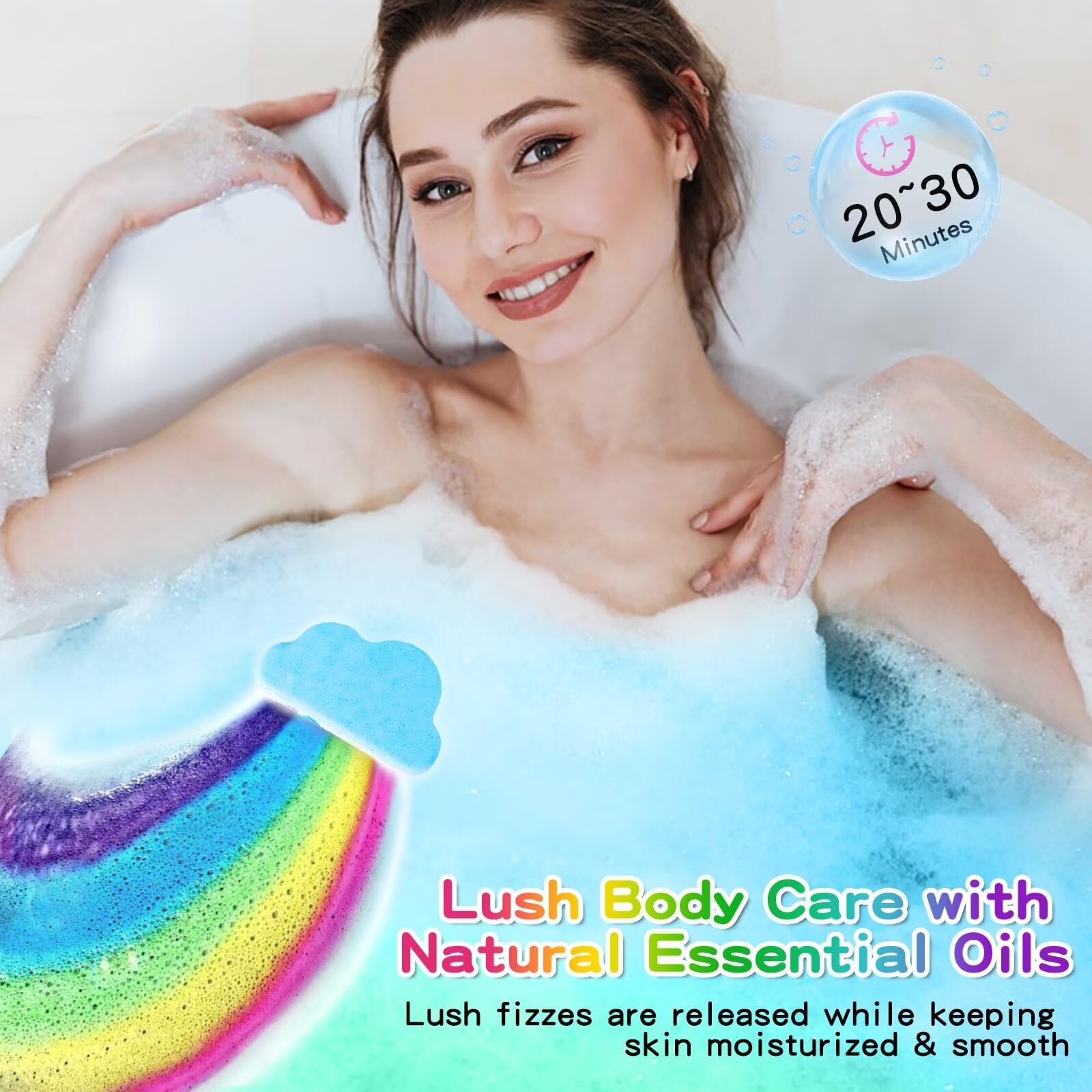 Beauwell Rainbow Bath Bombs handmade batch signals premium fizz and quality.