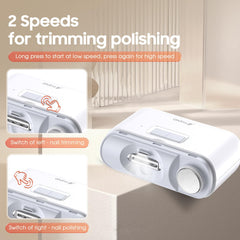 Beauzmo cutter polisher 2in1 demonstrates shaping then smoothing nails.