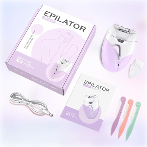 BEAUZMO epilator box includes eyebrow trimmers and cleaning brush