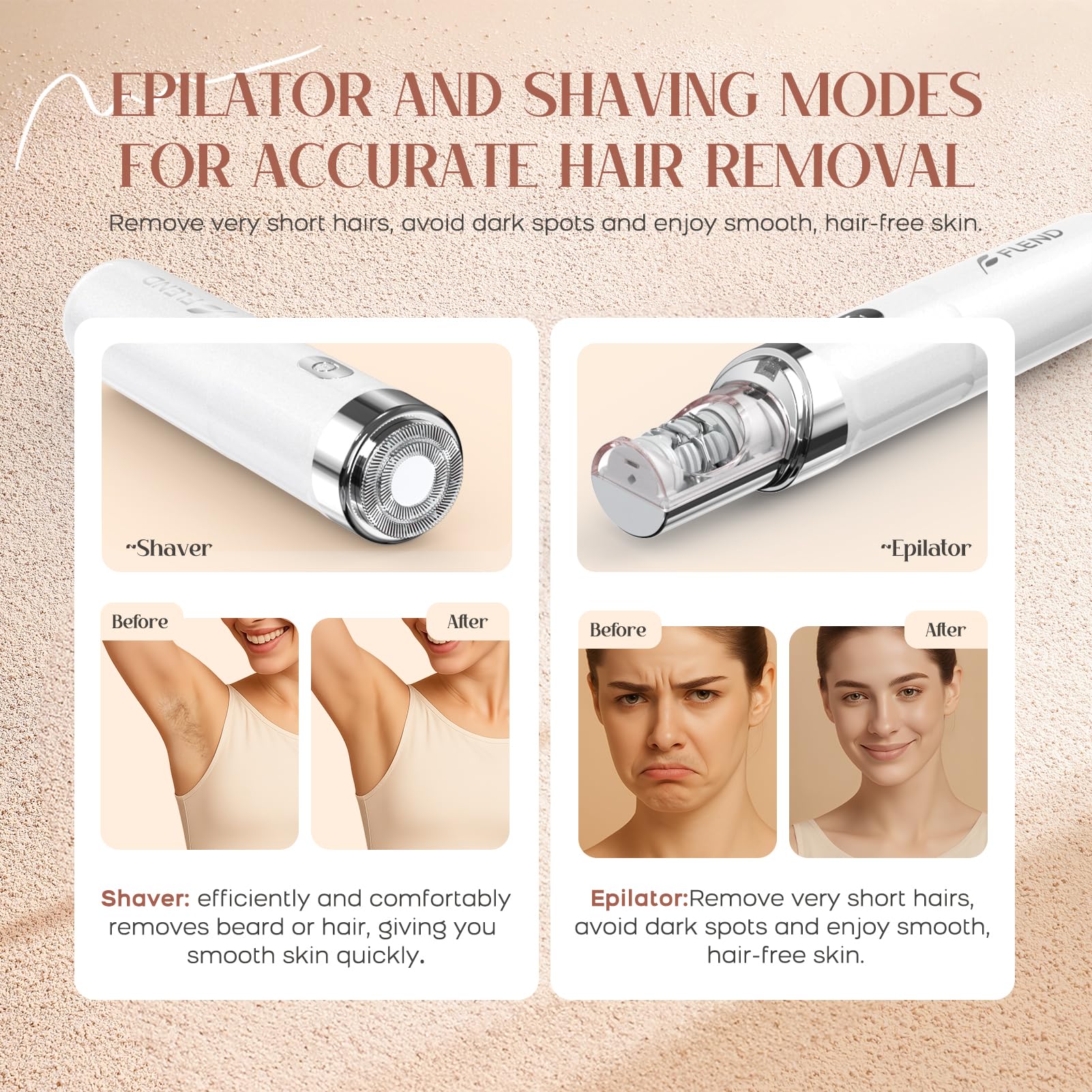 BEAUZMO USB-rechargeable epilator offers cordless convenience for travel.
