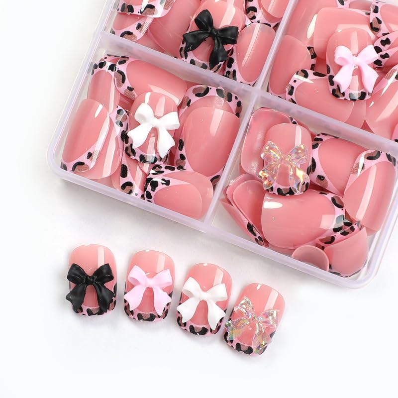 BEAWTH bow charms nails close-up shows chic accents for quick glam upgrade.