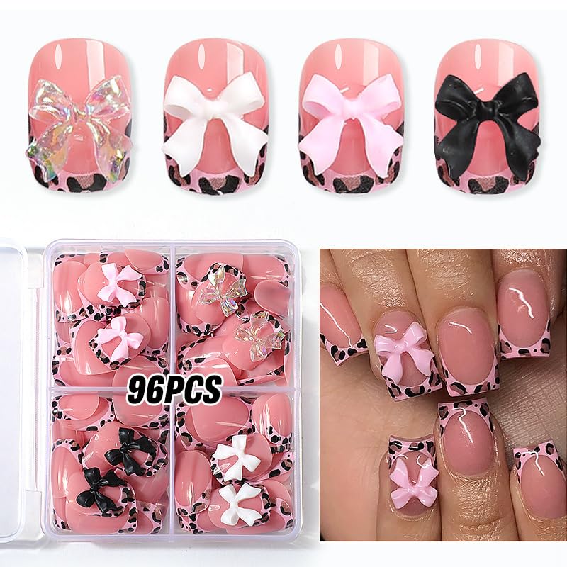 BEAWTH leopard French tip nails collection for a glossy at-home salon look.