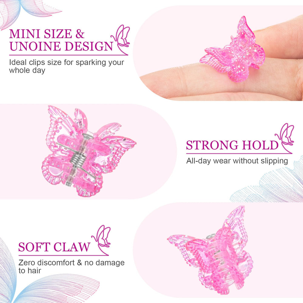BEBEEPOO butterfly clip closeup highlights glitter detail and durable grip.