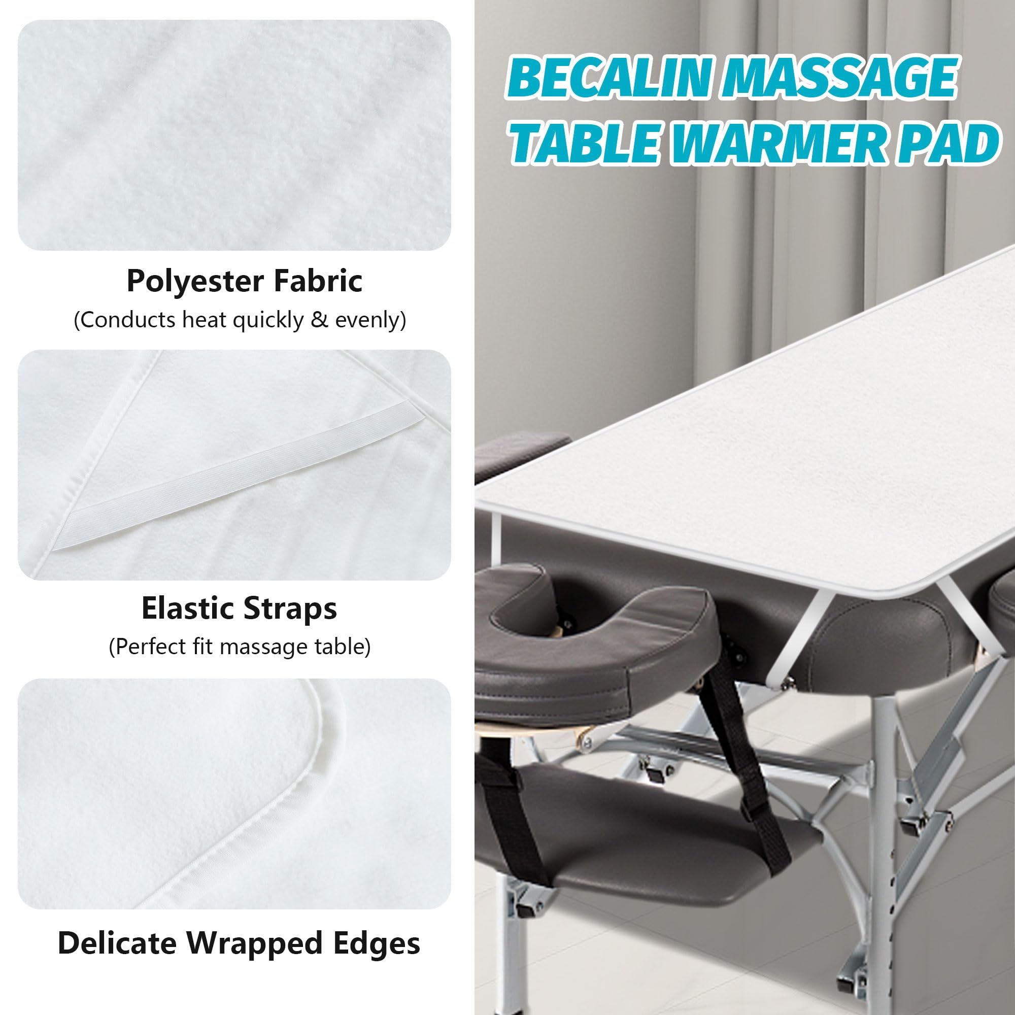 BECALIN massage table warmer sized 30x71 inches suitable for standard tables.