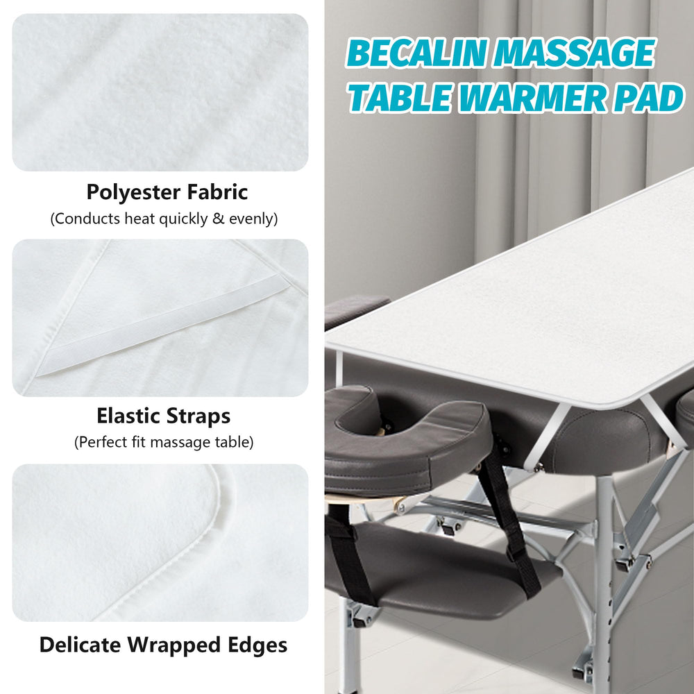 BECALIN massage table warmer sized 30x71 inches suitable for standard tables.